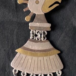 Southwestern Eagle Authentic Los Castillo Artist Rare Mixed Metals Brooch 19g